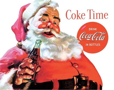 Santa Coke Time Metal Tin Sign