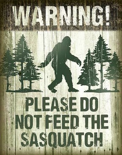 Sasquatch - Don't Feed Metal Sign