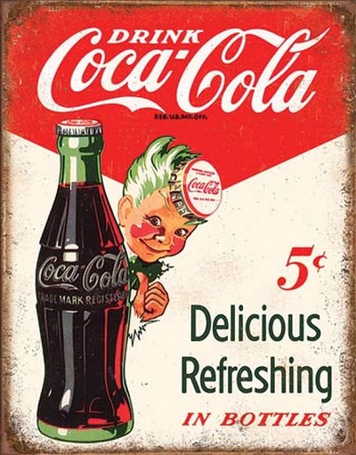 Coke Sprite Boy 5 Cents Metal Tin Sign