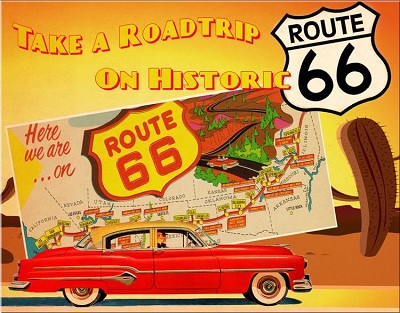 Route 66 Roadtrip Metal Sign