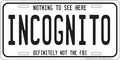 INCOGNITO License Plate