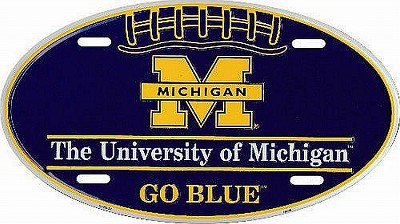 Michigan Univ Wolverines Go Blue Oval Old License Plate